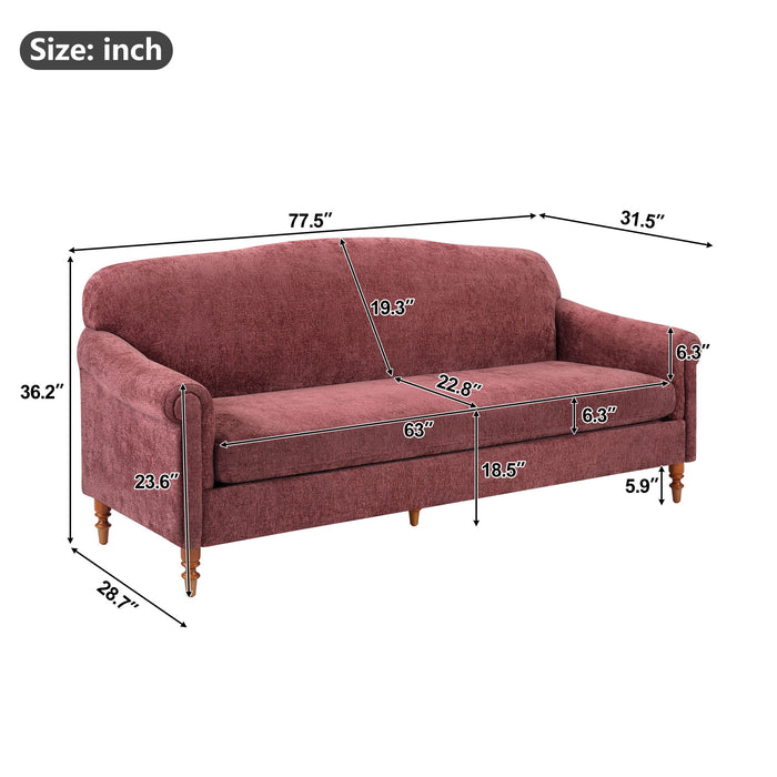 Loveseat Sofa, 2 Seater Couch With Rolled Arms Noble House