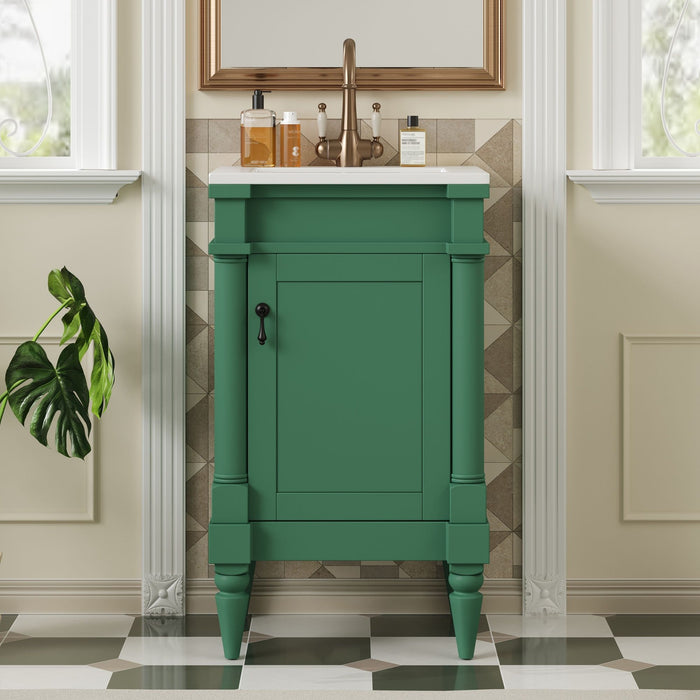 Bathroom Vanity With Sink, Compact Storage Cabinet With Door, Adjustable Shelf, Rectangular Style - Green Hearth and Haven
