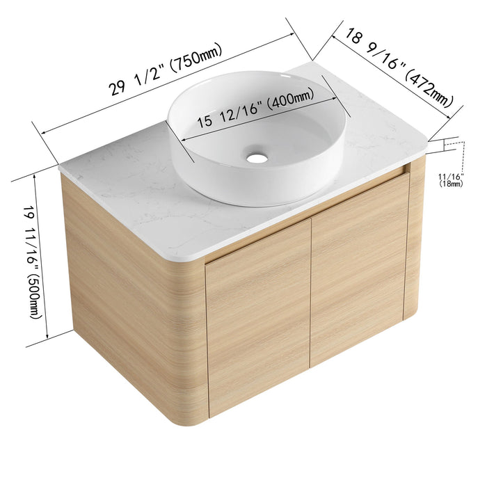 Mounted Bathroom Vanity With Art Sink & 2 Soft Close Doors Home Essentials