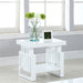 Rectangular End Table With Geometric Design And Open Shelf - White Furniture Max