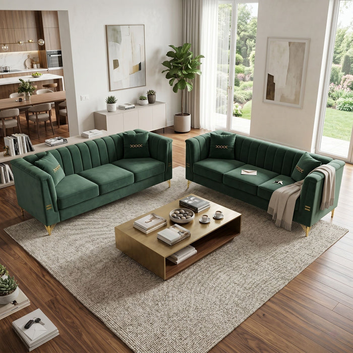 Upholstered 3 Seater Sofas Living Room Furniture (Set of 2) Home Essentials
