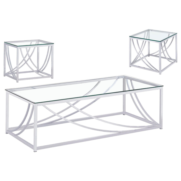 Kempton - 3 Piece Coffee And End Table Set - Chrome Furniture Max