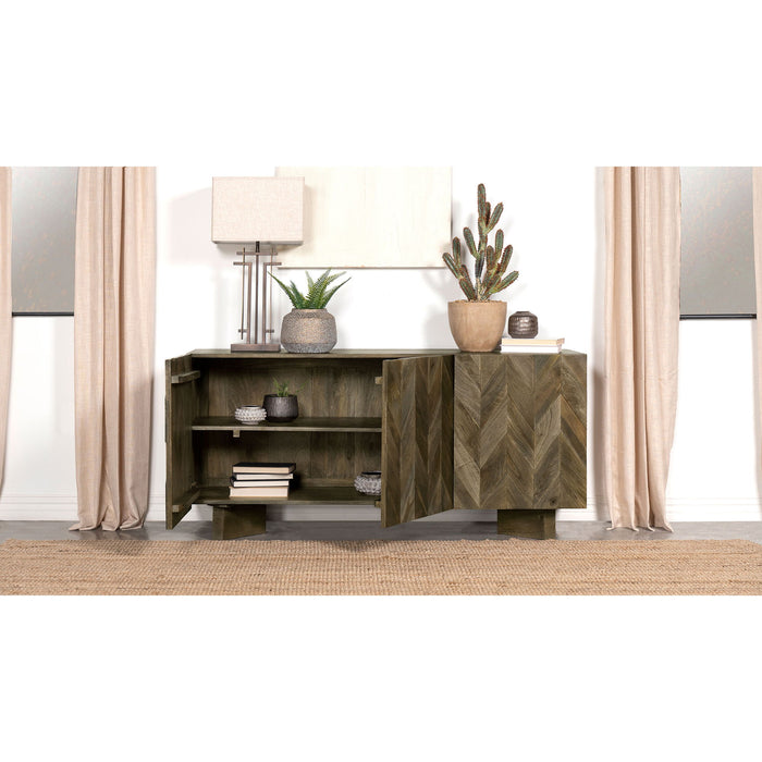 Roman - 3 Door Server With Chevron Design - Brown Furniture Max