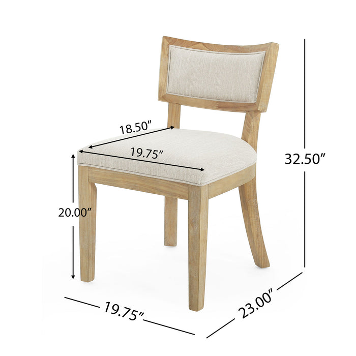 Farmhouse Style Fabric Upholstered Side Dining Chair Set Noble House