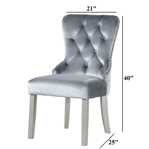 Upholstered Wingback Dining Chair (Set of 2) - Dark Gray / Silver Home Essentials