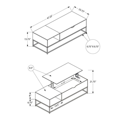 Coffee Table With Lift Top, Storage, Living Room Accent - Black 8th Street