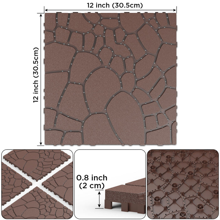 Stone Texture Patio Deck Tiles, 44 Pieces Daily Nest
