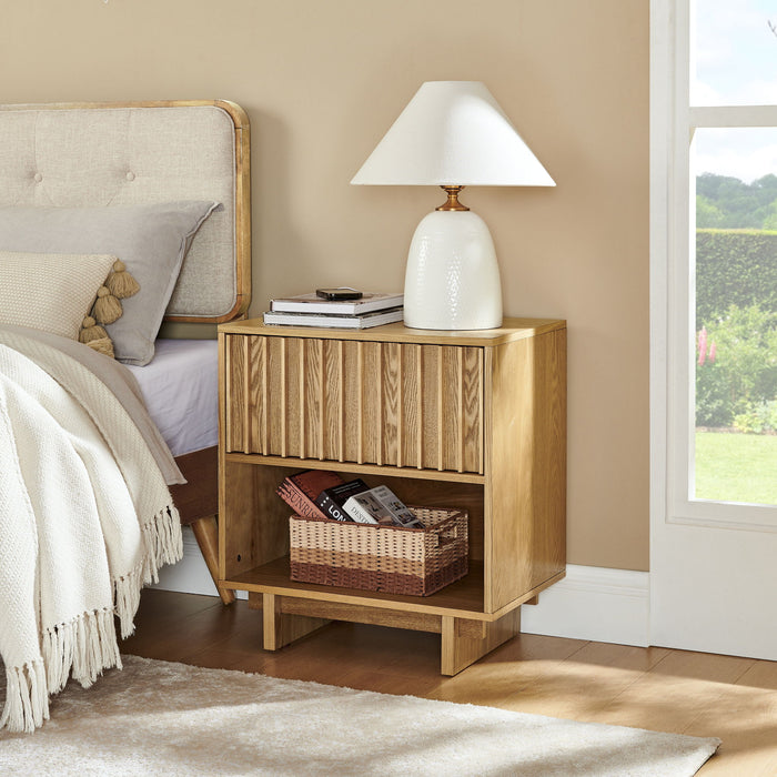 Nightstand With Hidden Charging Station USB Ports & Outlet Hole Home Essentials