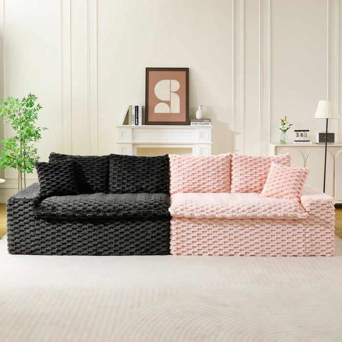 Multifunctional Sofa Pink Black, Fits 4 People Home Essentials