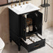 20" Bathroom Vanity With Sink Cabinet With 2 Doors, 2 Drawer, Magnetic Door Stopper, Adjustable Feet, Drop In Sink - Black Hearth and Haven