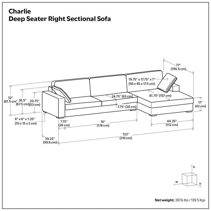 Charlie - Upholstered Deep Seater Sectional Sofa Simpli-Home