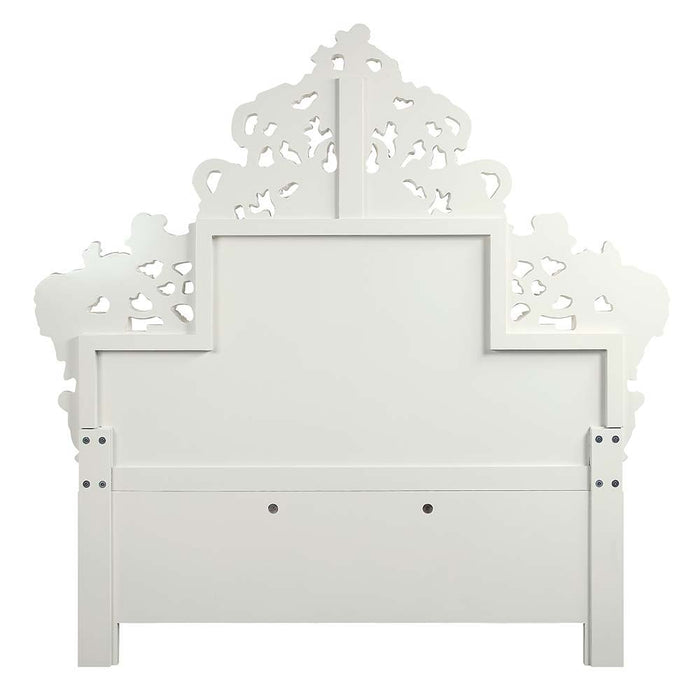 Vanaheim - Eastern King Bed - Beige Synthetic Leather & Antique White ACME