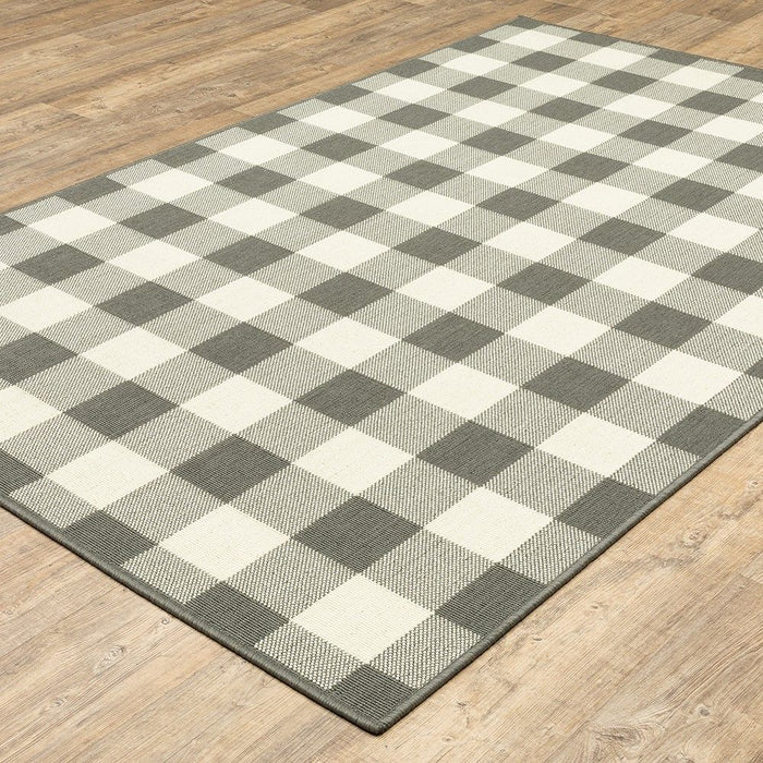 Outdoor & Indoor Area Rug - Gray / Ivory