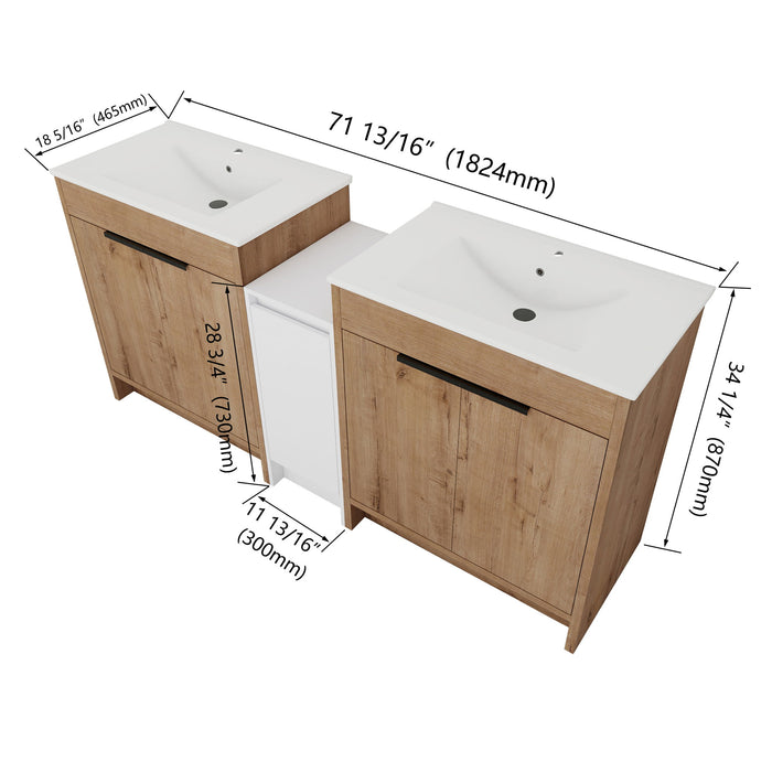 Freestanding Bathroom Vanity & Sink, Storage Cabinets, Soft Closing Doors Home Essentials