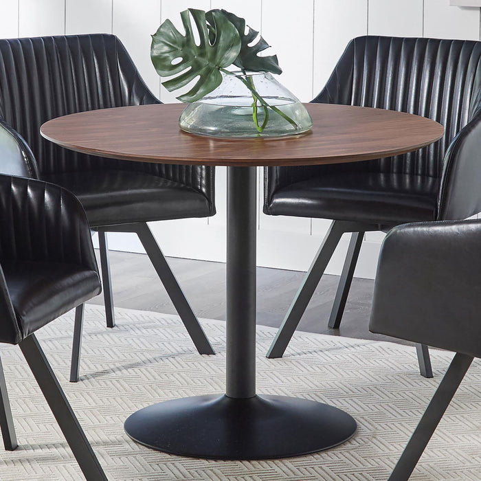 Round Dining Table With Pedestal Base - Warm Walnut Furniture Max