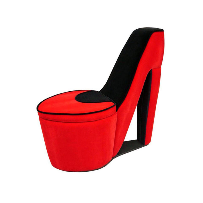 Faux Suede Side Chair - Red