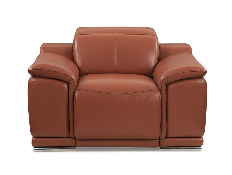 Mod Italian Leather Recliner Chair - Camel Brown