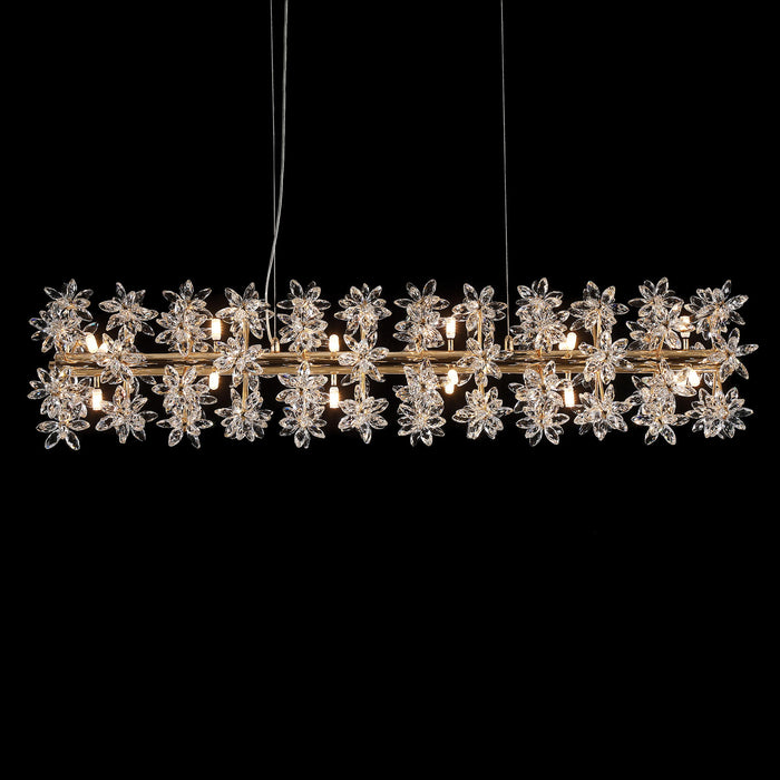 Michael Amini Lighting - Bouquet 18-Light Rectangular Chandelier - Gold Michael Amini