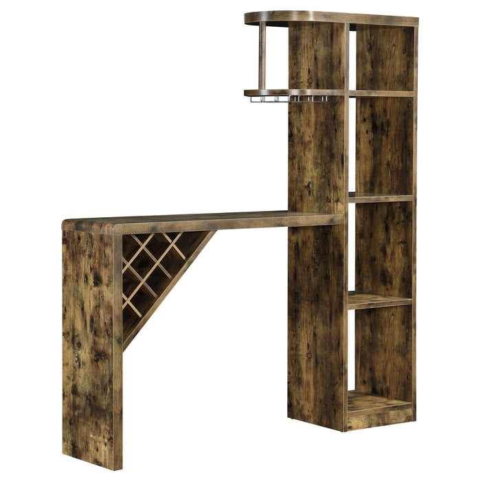 Kady - 5 Shelf Home Bar Table With Wine & Stemware Storage - Brown Furniture Max