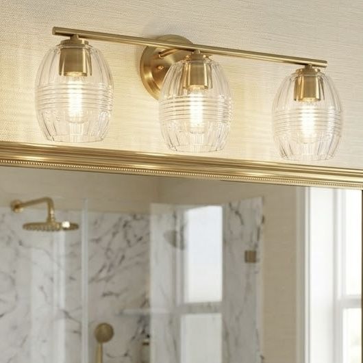 Luster - 3 Lights Vanity With Clear For Bathrooms Above Mirror Wall Lamp Satin - Clear / Gold Ashcroft Furniture