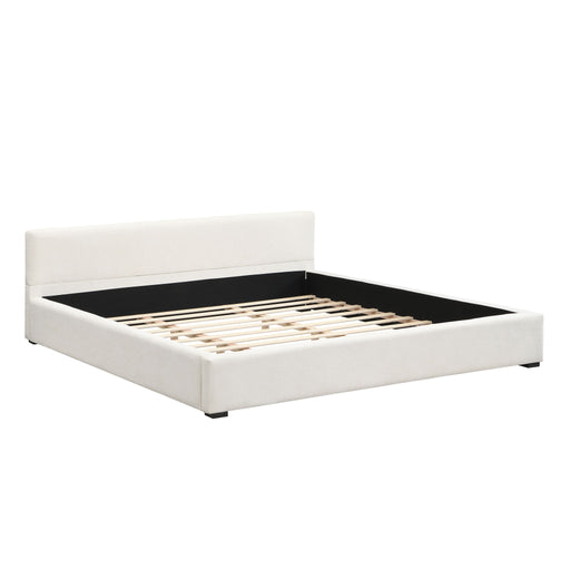 Elegant Wide Bed With Soft Fabric Upholstery Noble House