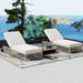 Outdoor Lounge Chair With 5 Position Backrest With Cushion And Wheels Hearth and Haven