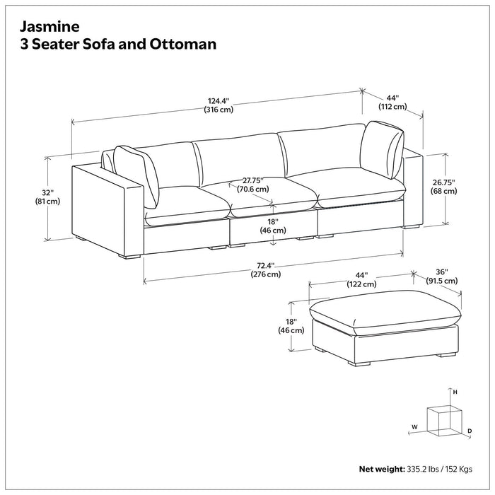 Jasmine - Handcrafted Sofa And Ottoman Simpli-Home