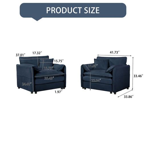 Modern Oversized Accent Chair, Comfy Single Sofa With Large Seat (Set of 2) Home Essentials