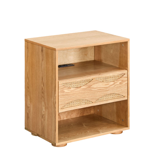 Nightstand With USB Ports & Outlet Hole, End Table With Drawer Home Essentials