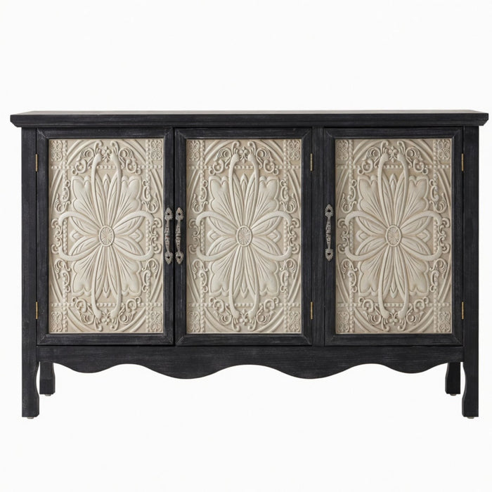 3 Door Sideboard Buffet Cabinet With Storage - Black Home Essentials