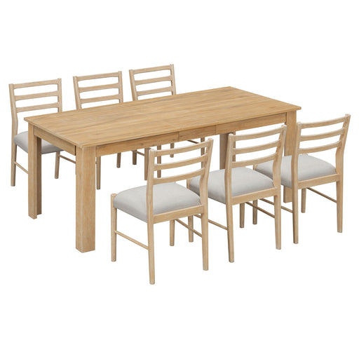 7 Piece Dining Set With Extendable Table, 2 Drawers & 6 Upholstered Chairs Hearth and Haven