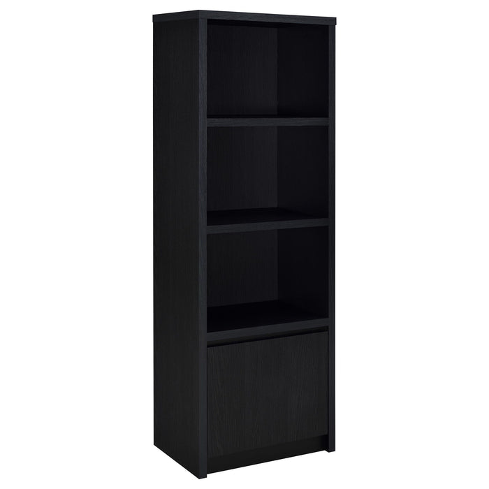 Sloat - 3 Shelf Media Tower With Cabinet Storage - Black Furniture Max