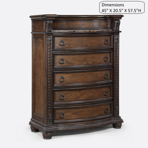 5 Drawer Tall Chest - Brown / Coffee Home Essentials