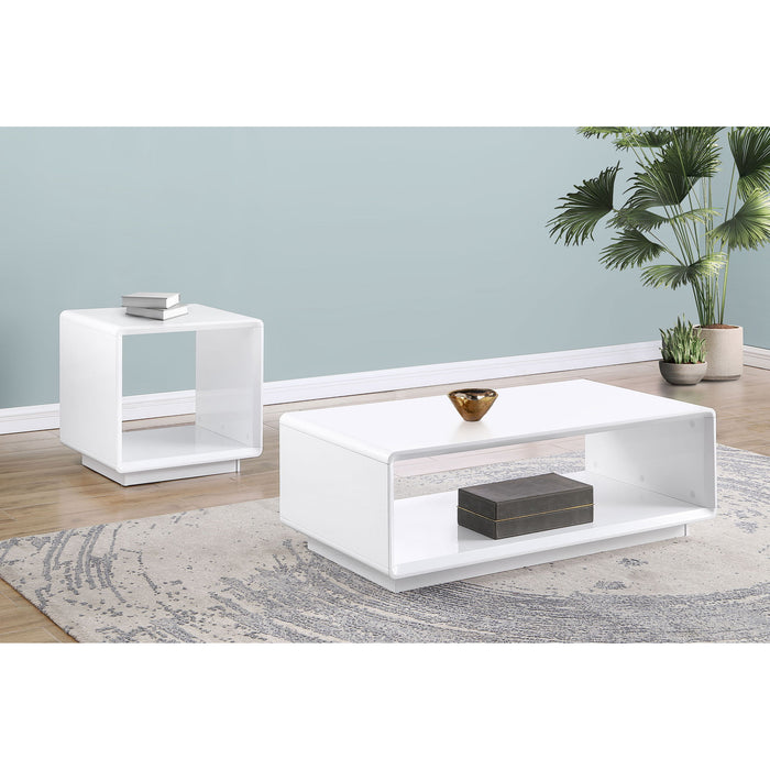Fletcher - 2 Piece Coffee And End Table Set - Gloss White Furniture Max
