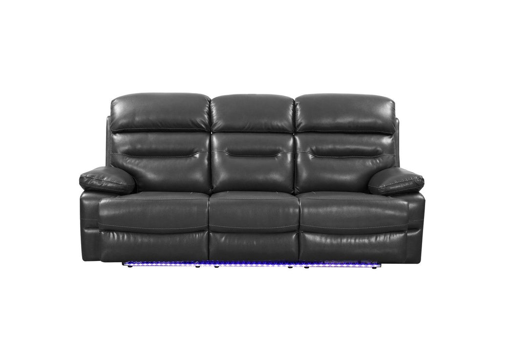 Usb Sofa Faux Leather With Black Legs - Gray