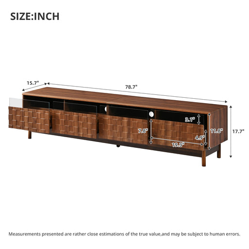 TV Stand With LED Lights And Glass Drawers For Living Room - Walnut Hearth and Haven