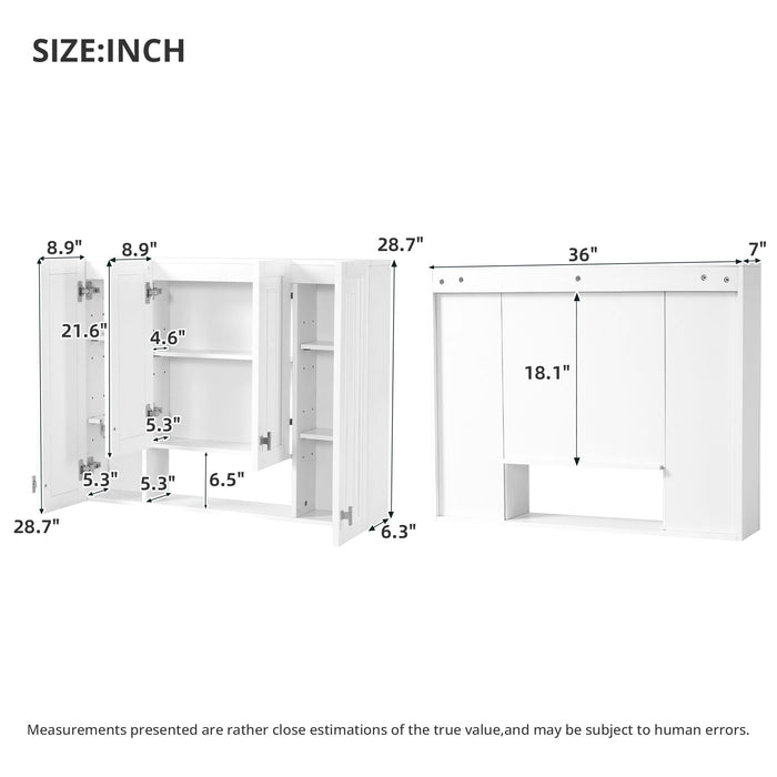 Bathroom Cabinet With 5 Adjustable Shelves, Soft Closing Hinges, Open Shelving Design - White Hearth and Haven