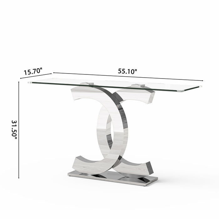 Dual C - Shaped Console Table Home Essentials