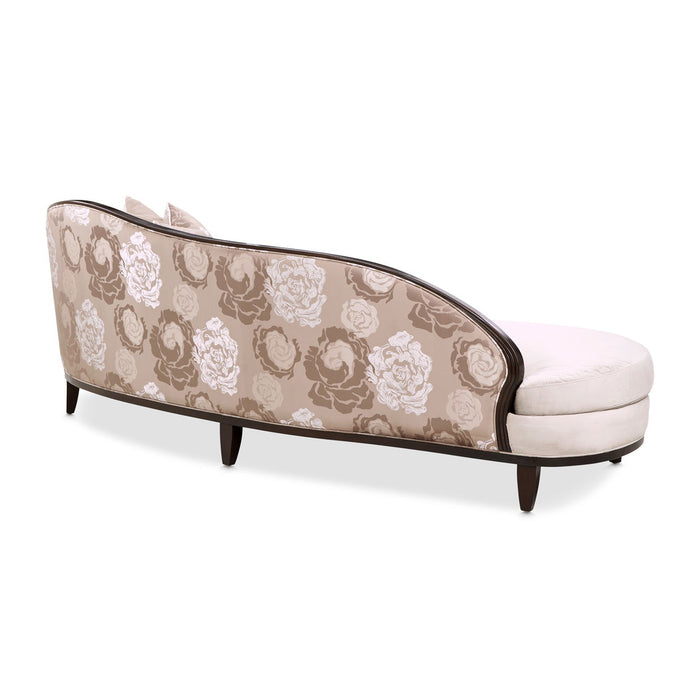 Camellia Field - Asymmetrical Velvet Sofa - Beige / Dark Brown