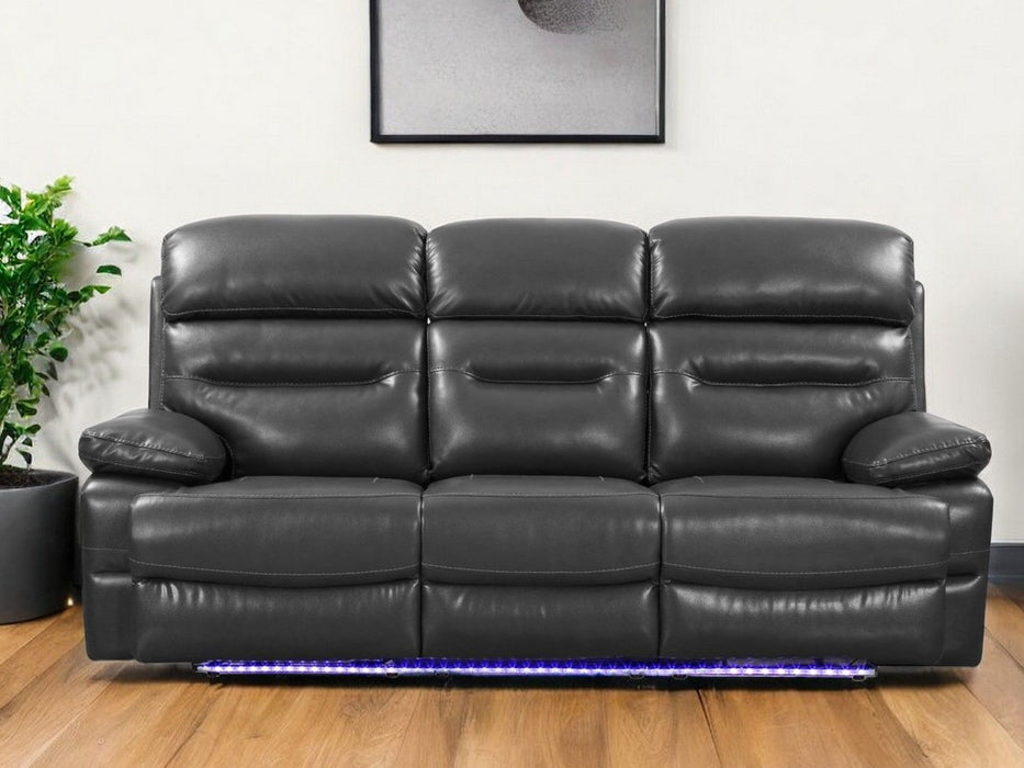 Usb Sofa Faux Leather With Black Legs - Gray