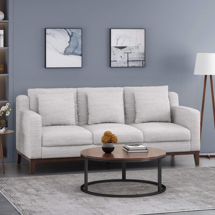 Mirod Comfy 3 - Seat Sofa With Wooden Legs, Modern For Living Room And Study - Light Gray