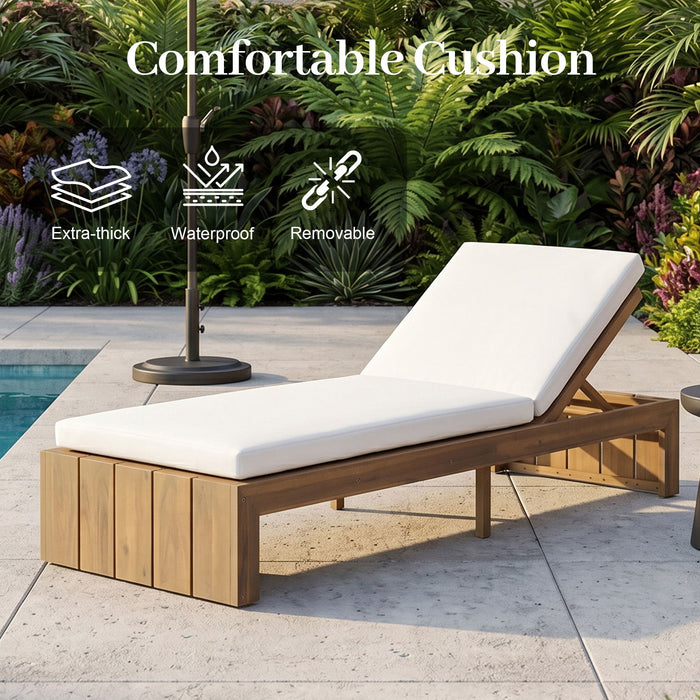 Adjustable Outdoor Chaise Lounge Patio Recliner With Removable Cushion Hearth and Haven