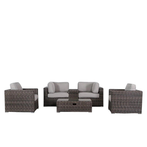 Wicker Seating Group Set With Table And Cushions LSI Patio Furniture