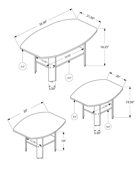 Table Set: Coffee, End, Side, Accent, Living Room, Transitional (Set of 3) - Cherry