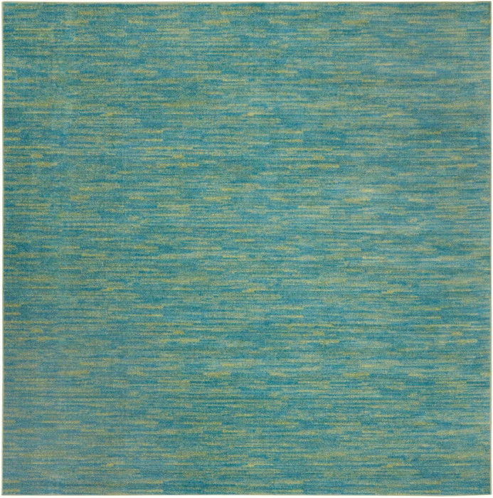 9' X 9' Square Striped Non Skid Indoor / Outdoor Area Rug - Blue / Green