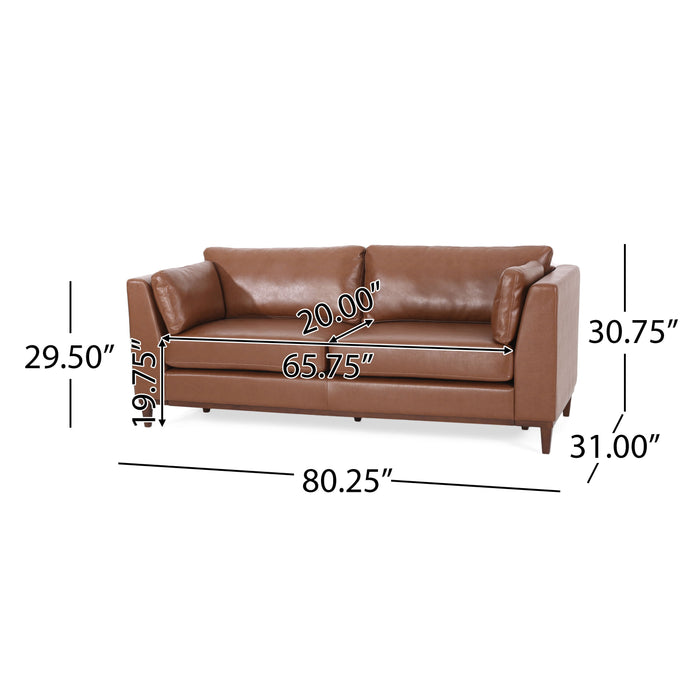 3 Seater Sofa - Light Brown - Faux Leather / PU