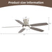 52" Flush Mount Ceiling Fan With Light, DC Motor, Remote Control, Dual Color Daily Nest