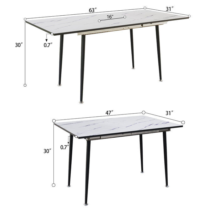 Modern Extendable Dining Table And Chair Set For 2 - 6 People Home Essentials