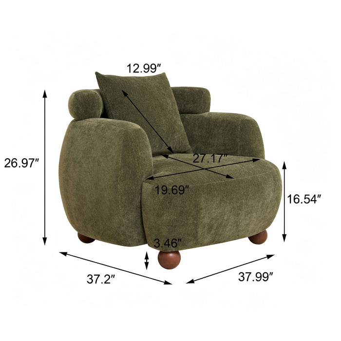 Clubchair, Bucket Chair, Decorative Sofa With Pillow, For Living Roon - Olive Green Home Essentials