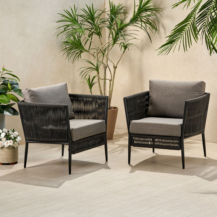 Hanford - Modern Club Chair With Woven Rope Design - Gray